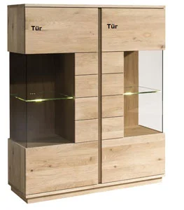 Vitrinenschrank Eiche hell-Limburg Massivholz