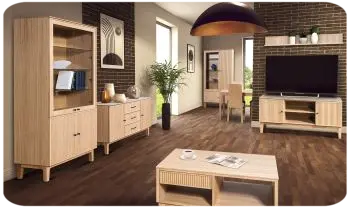 Möbel Eiche-Riffelfront-massiv-Natur im Zimmer