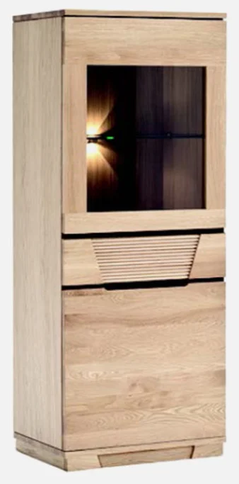 Vitrine schmal massiv | Eiche hell | ITER®Möbel